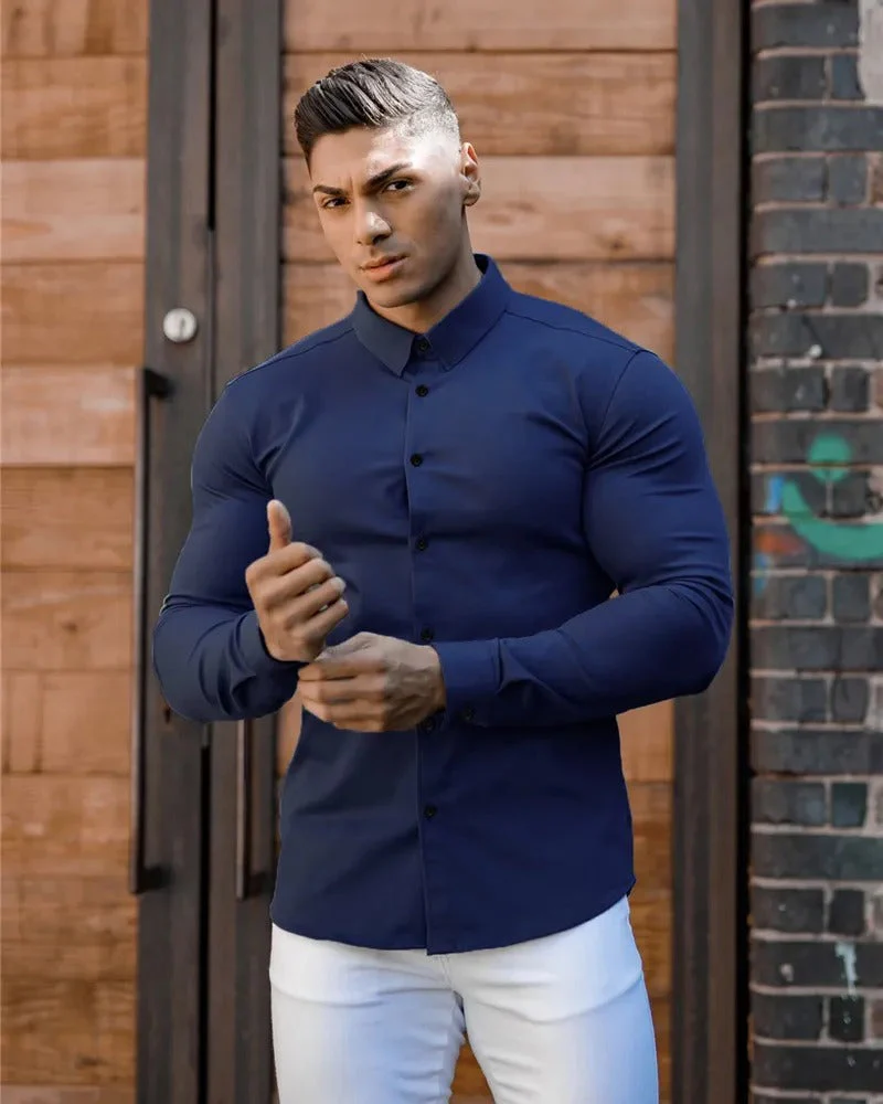 The Luxurious Navy Blue Shirt - Image 3