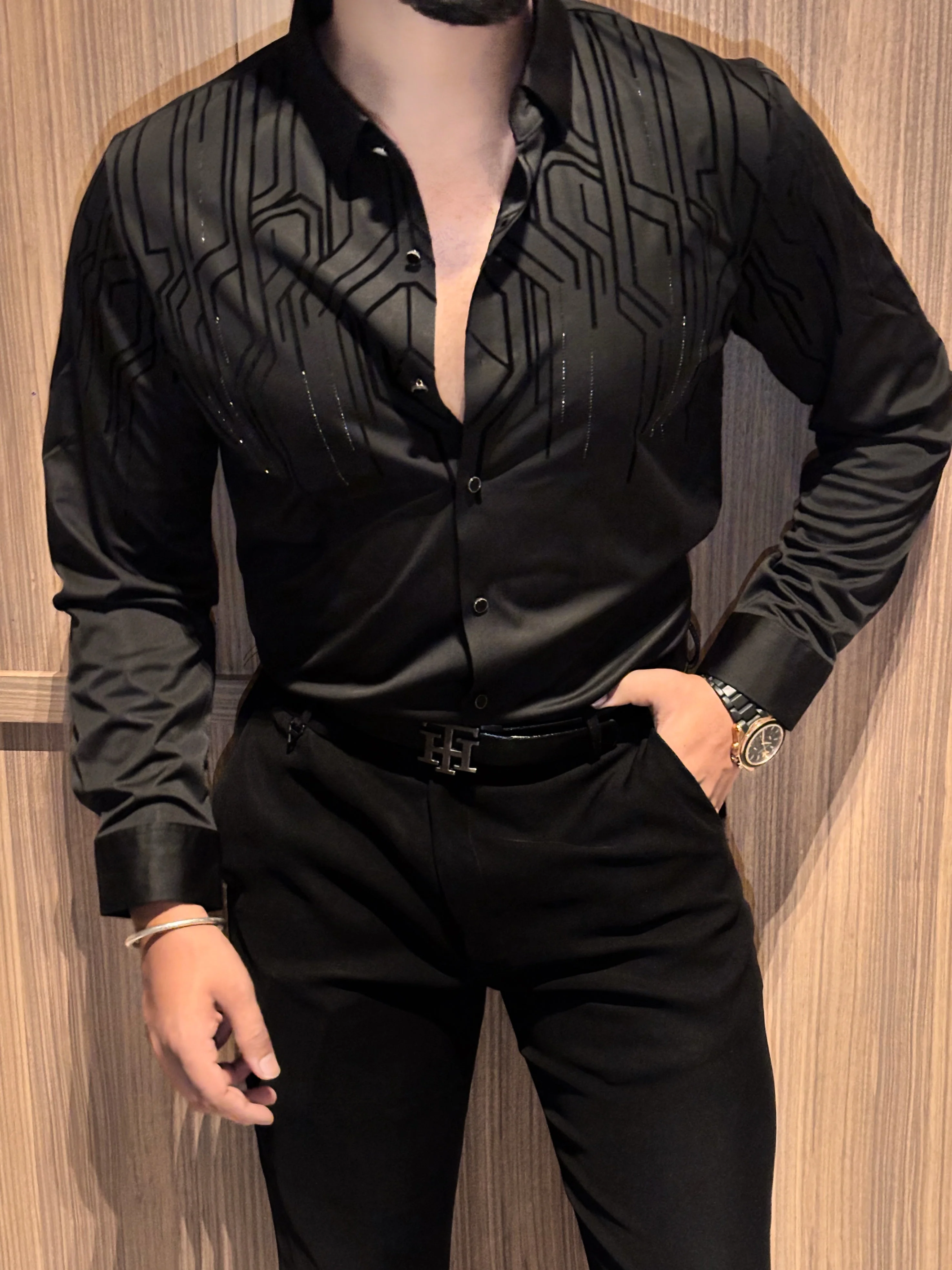 Electrify Jacquard Shirt - BLACK - Image 4