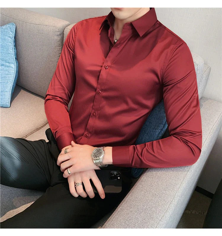 Premium Maroon Red Plain Shirt - Image 3