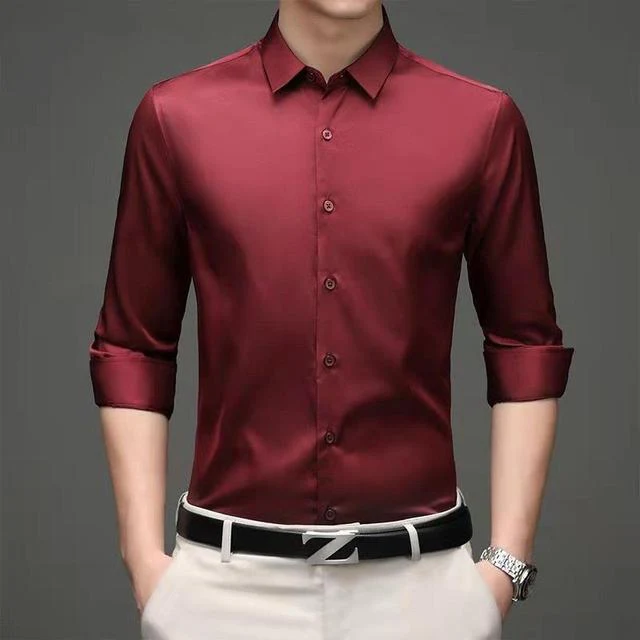 Premium Maroon Red Plain Shirt - Image 4