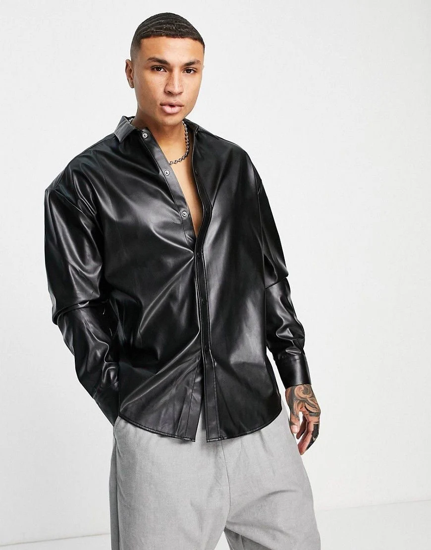 Leather Lycra Shirt - Black - Image 3